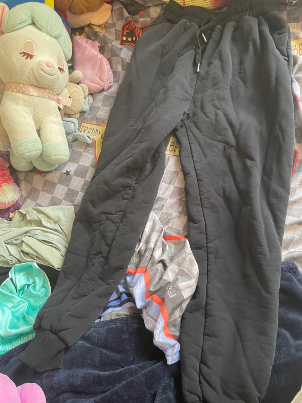 Women's Black Fleece Jogger Pants with Drawstring Waist
